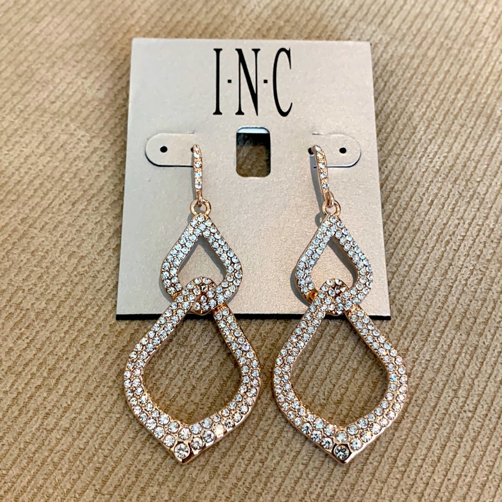 **NWT** INC rose gold with crystals interlocking earrings